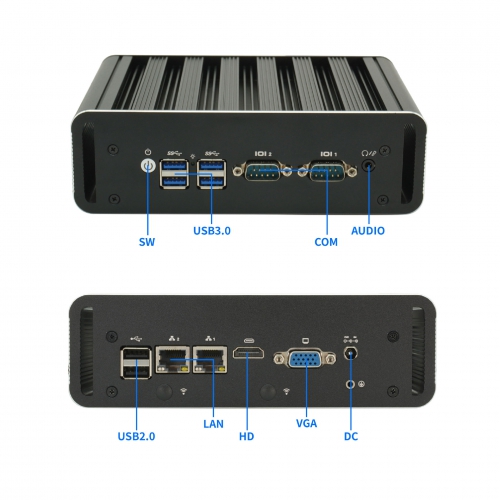 酷睿i5 i7工控机无风扇双网双串口迷你主机Linux微型小电脑