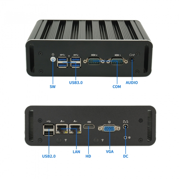 酷睿i5 i7工控机无风扇双网双串口迷你主机Linux微型小电脑